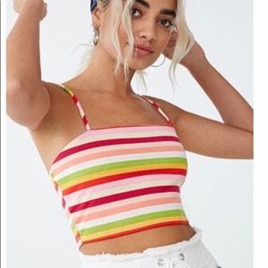 Rainbow Striped Cropped Tank Top